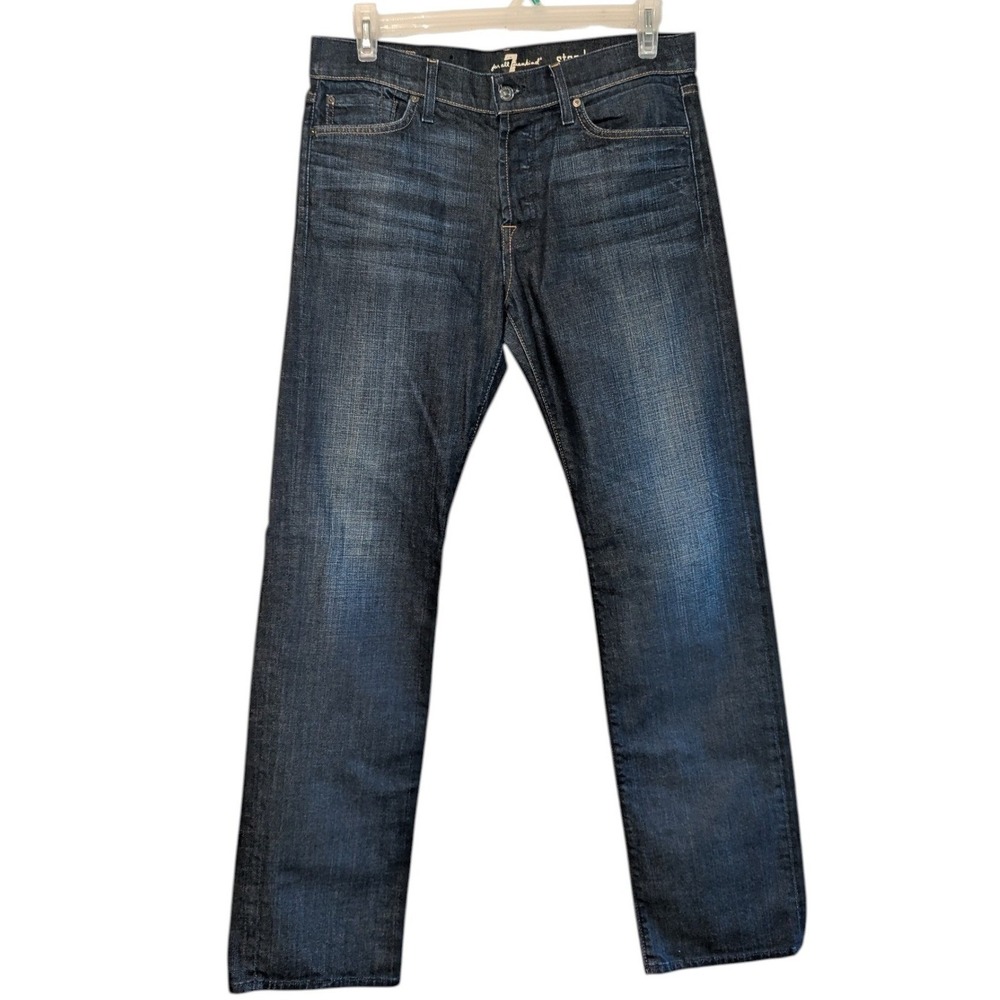7 For All Mankind Standard Straight Leg Jeans Mens 33 Dark Wash Button Fly USA